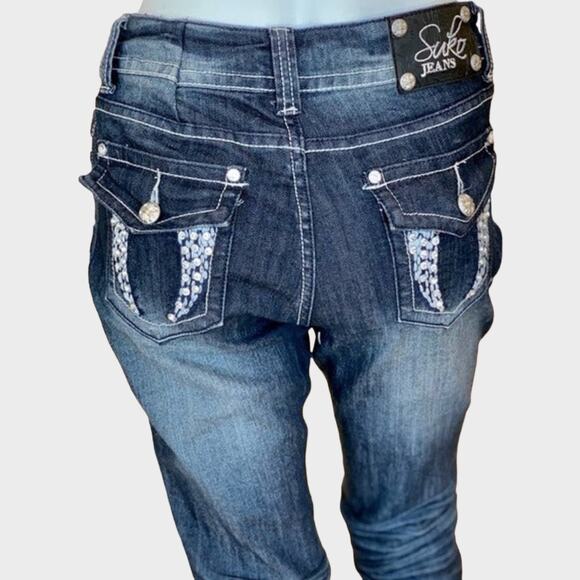 Suko Mid Rise Boot Cut Studded Jeans With Fading Size 8 - Picture 1 of 8